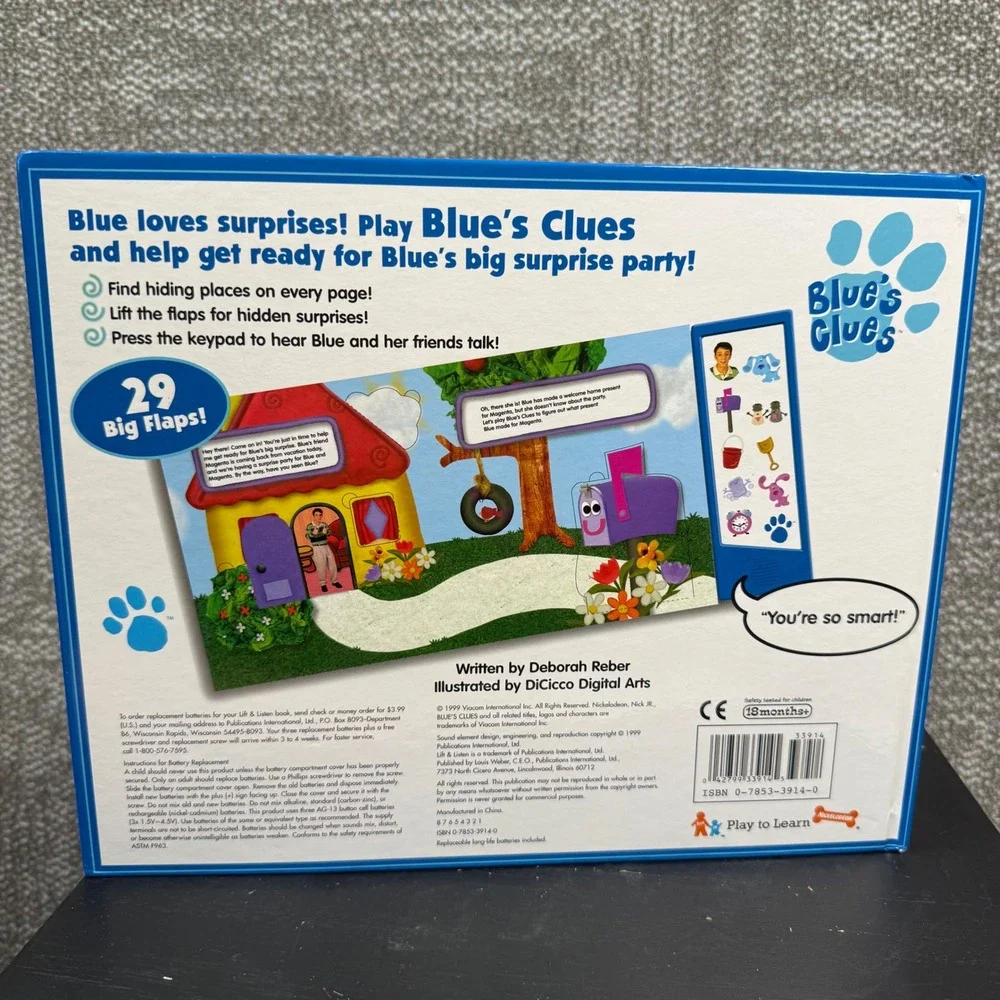 Blue's Clues Book Blue's Big Surprise Blue Lift & Listen Sound Board Not Working